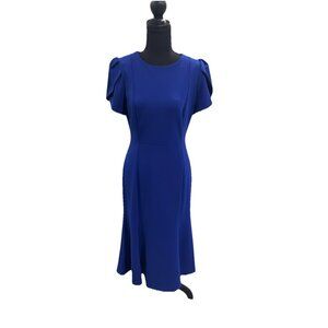 Calvin Klein Women's Bright Blue Silver Back Zipper Dress Size 6 NWT